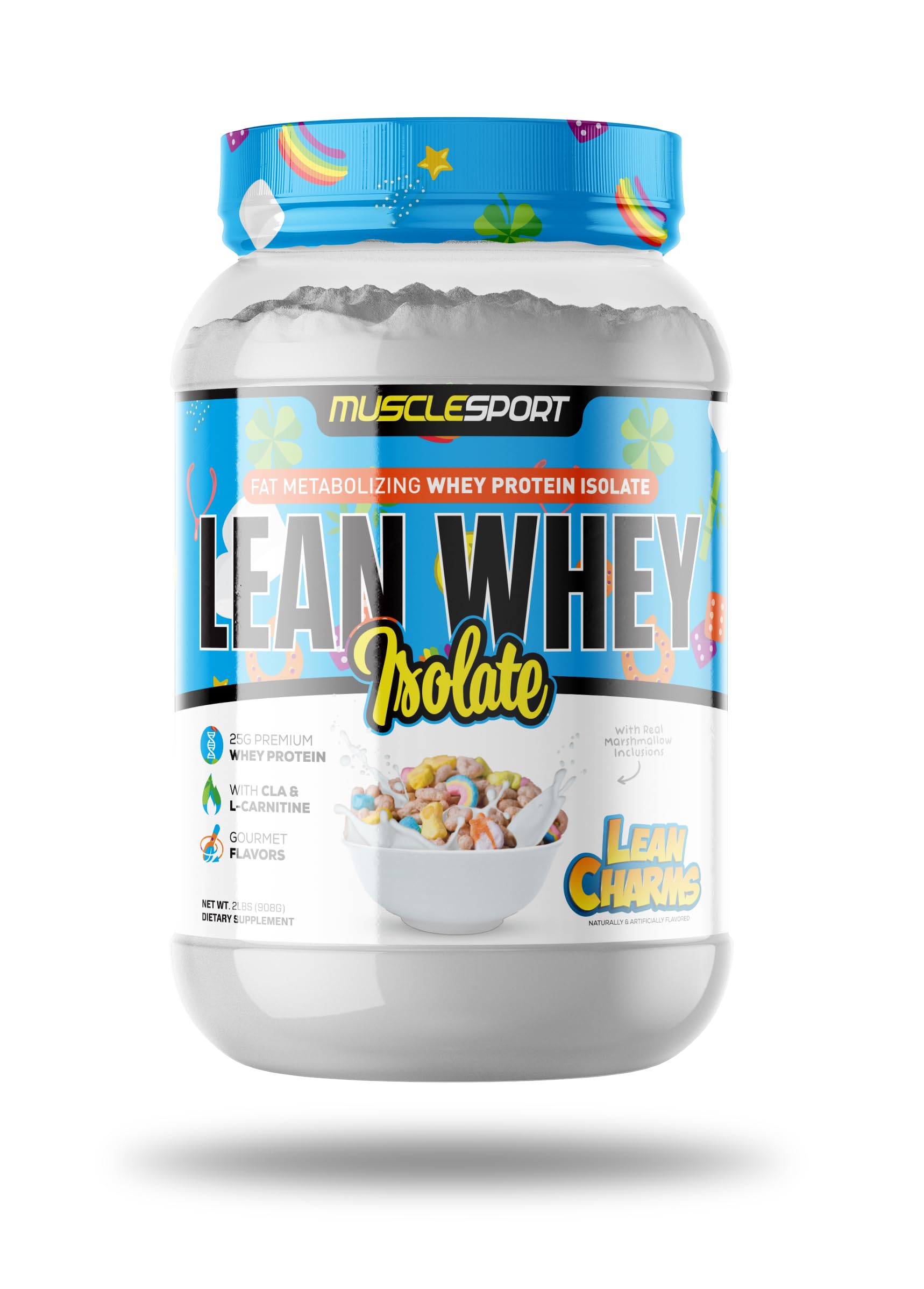 Musclesport Lean Whey Revolution : bouteille et étiquette visibles, promesse de protéines maigres.
