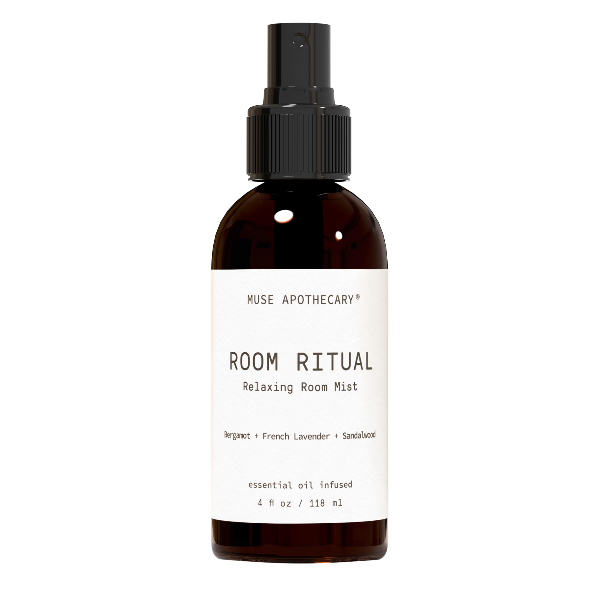Muse Apothecary Room Ritual, bouteille-pompe prête à diffuser une fragrance apaisante et durable.