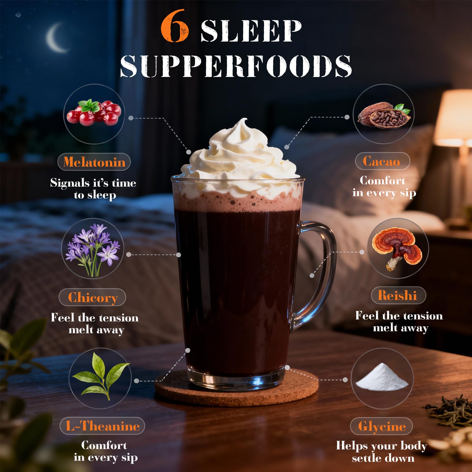 Mushdoze Chocolat Chaud Glycine: rituel du soir sans caféine.