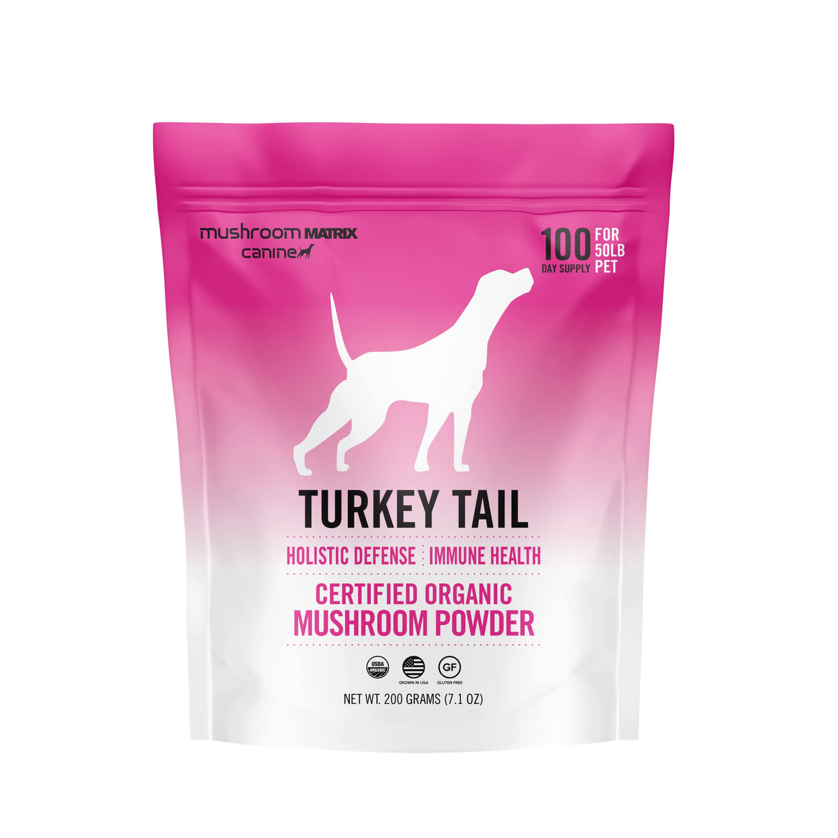 Mushroom Matrix Poudre queue de dinde pour chiens et chats, soutien possible au système immunitaire.