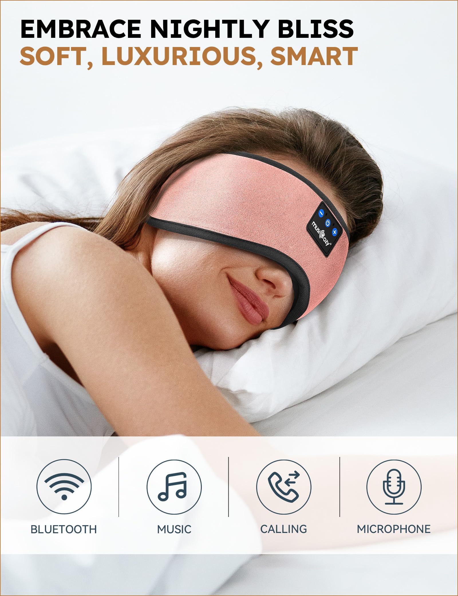 Masque yeux Musicozy avec audio intégré pour obscurité et détente
