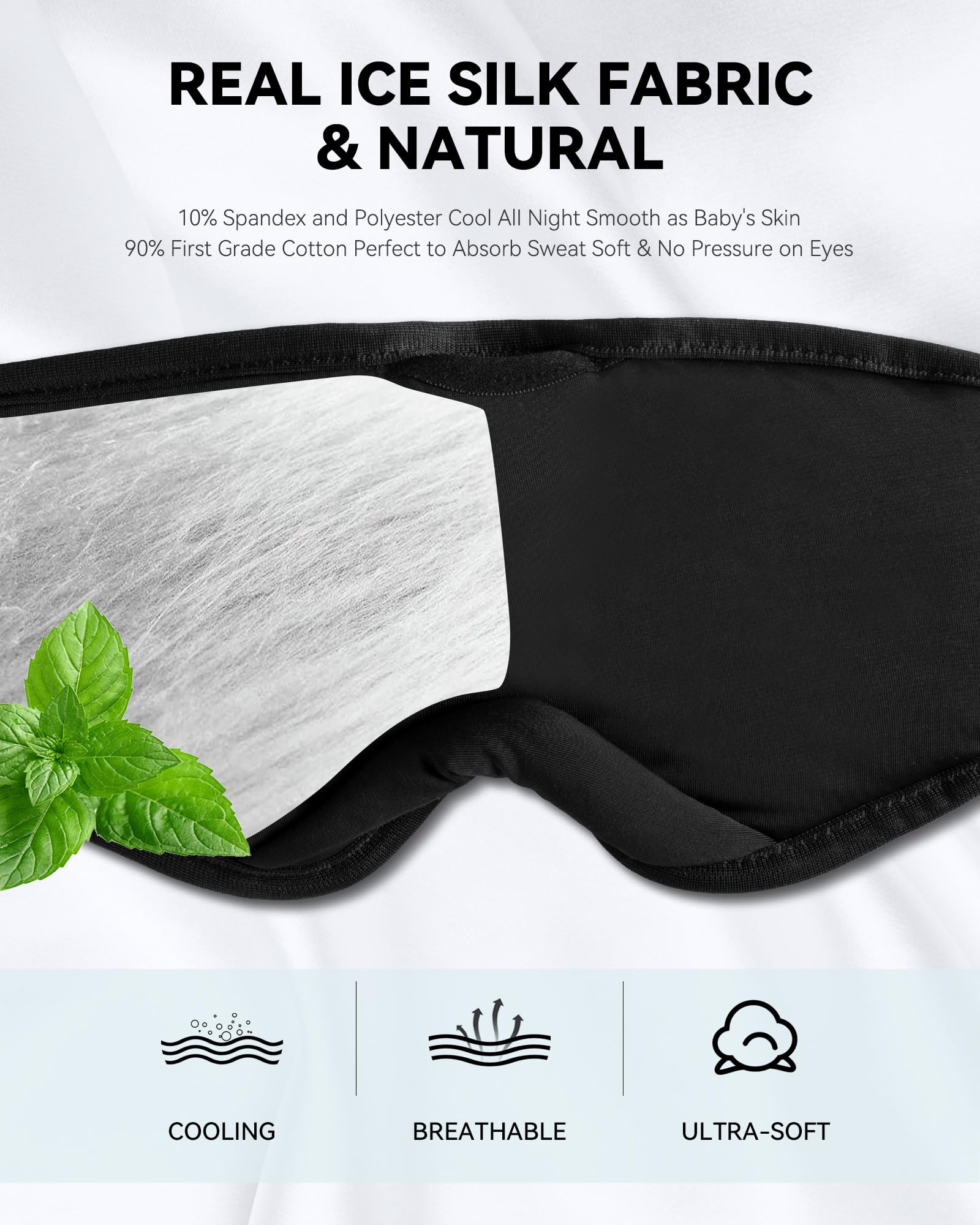 MUSICOZY masque yeux bleu navy bloque la lumière et favorise le repos.