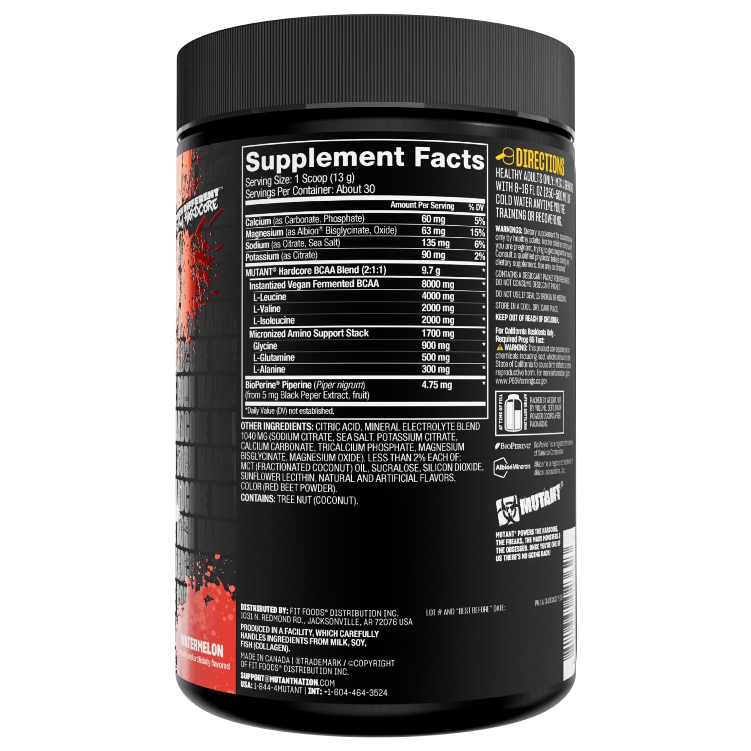 Mutant Hardcore BCAA athlète en action, soutien nutritionnel potentiel.