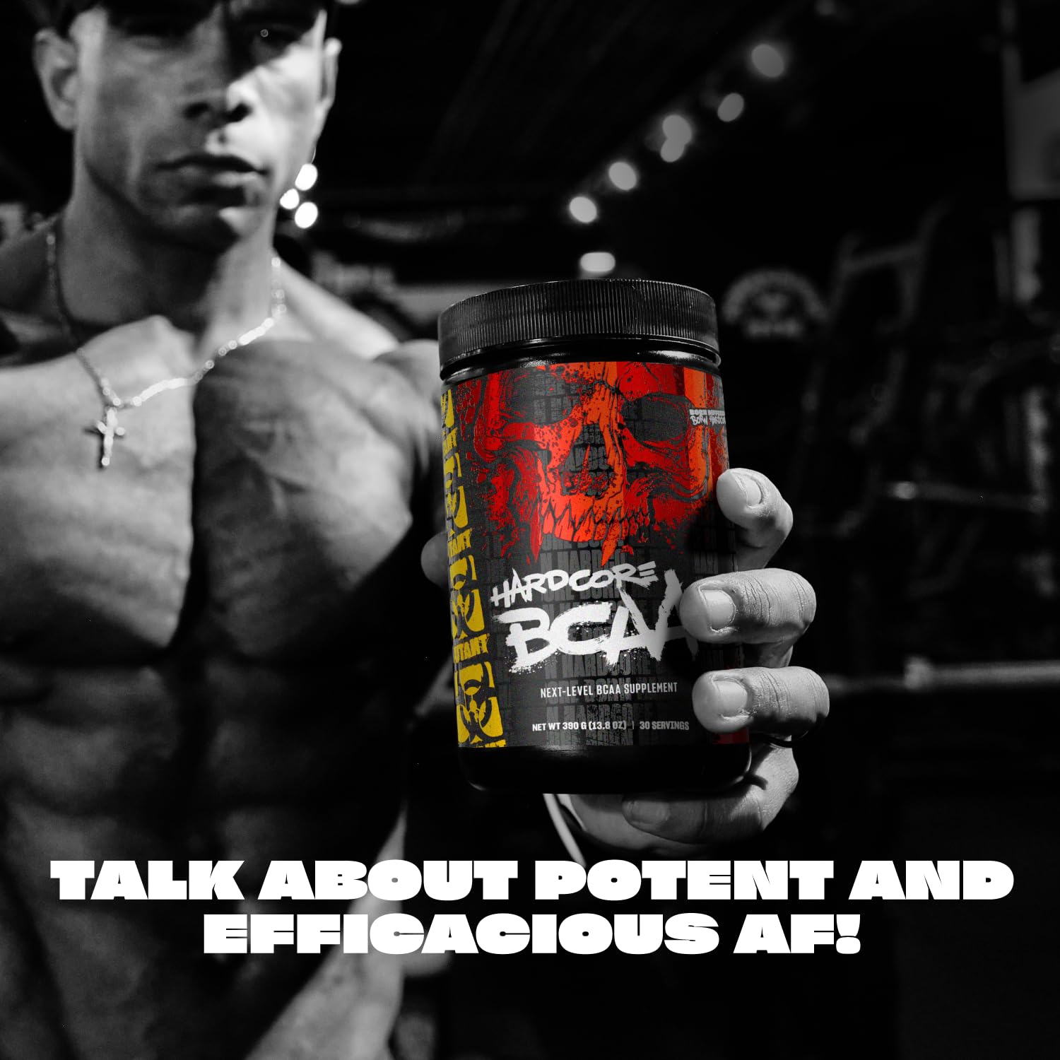 Mutant Hardcore BCAA poudre saveur Pastèque goût rafraîchissant pour l’entraînement.