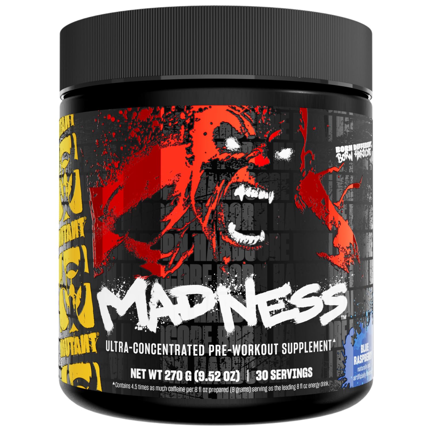 Mutant Madness : poudre framboise bleue, énergie instantanée pour votre séance.
