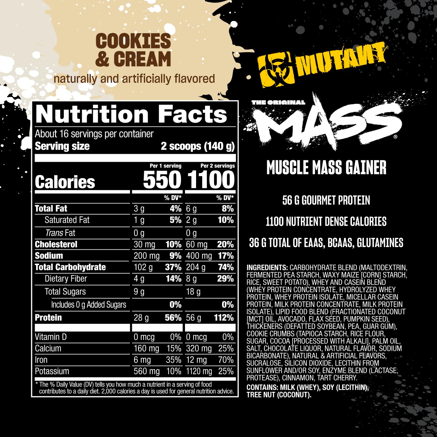 Mutant Mass: BCAA et EAA inclus pour la récupération potentielle.