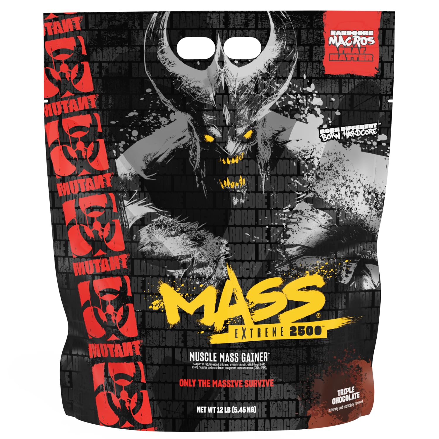 Mutant Mass Extreme Gainer emballage pratique pour le stockage et l'accès rapide.