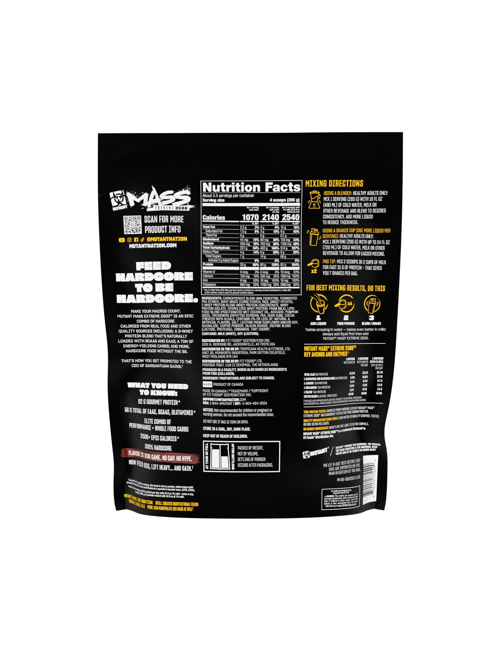 Mutant Mass Extreme Gainer – préparation du shake pratique après entraînement, utile après séance.
