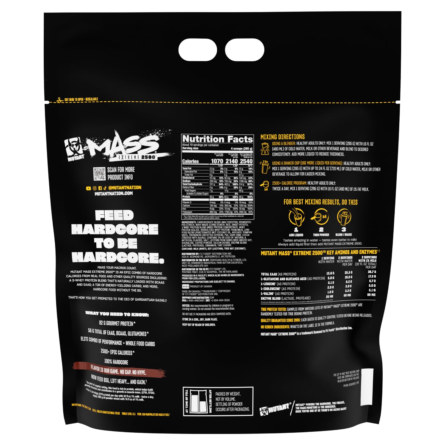 Mutant Mass Extreme Gainer saveur triple chocolat pour une expérience gourmande.