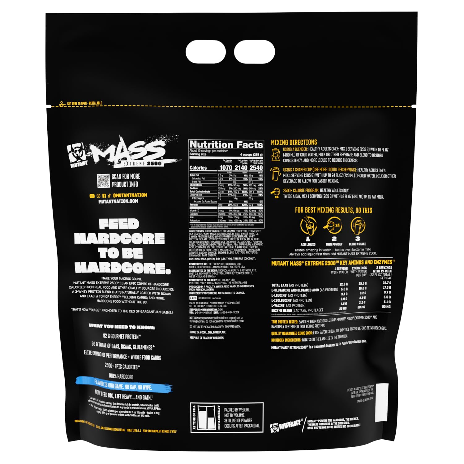 Mutant Mass Extreme Gainer – utilisation quotidienne pour un apport calorique généreux