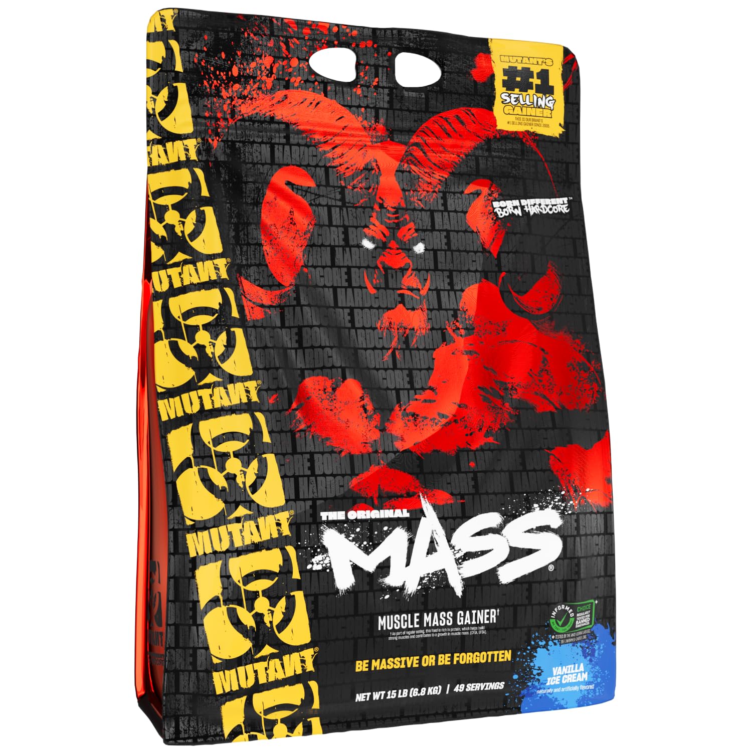 Mutant Mass pot vanille, emballage pratique pour un apport protéique quotidien.