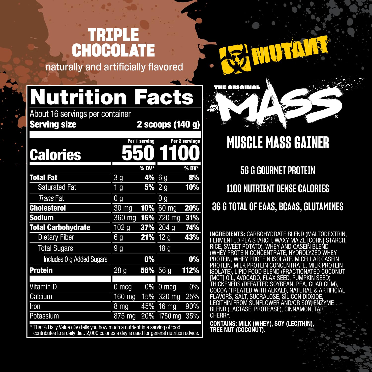 Mutant Mass – calories élevées par portion, soutien énergétique pour l’entraînement.