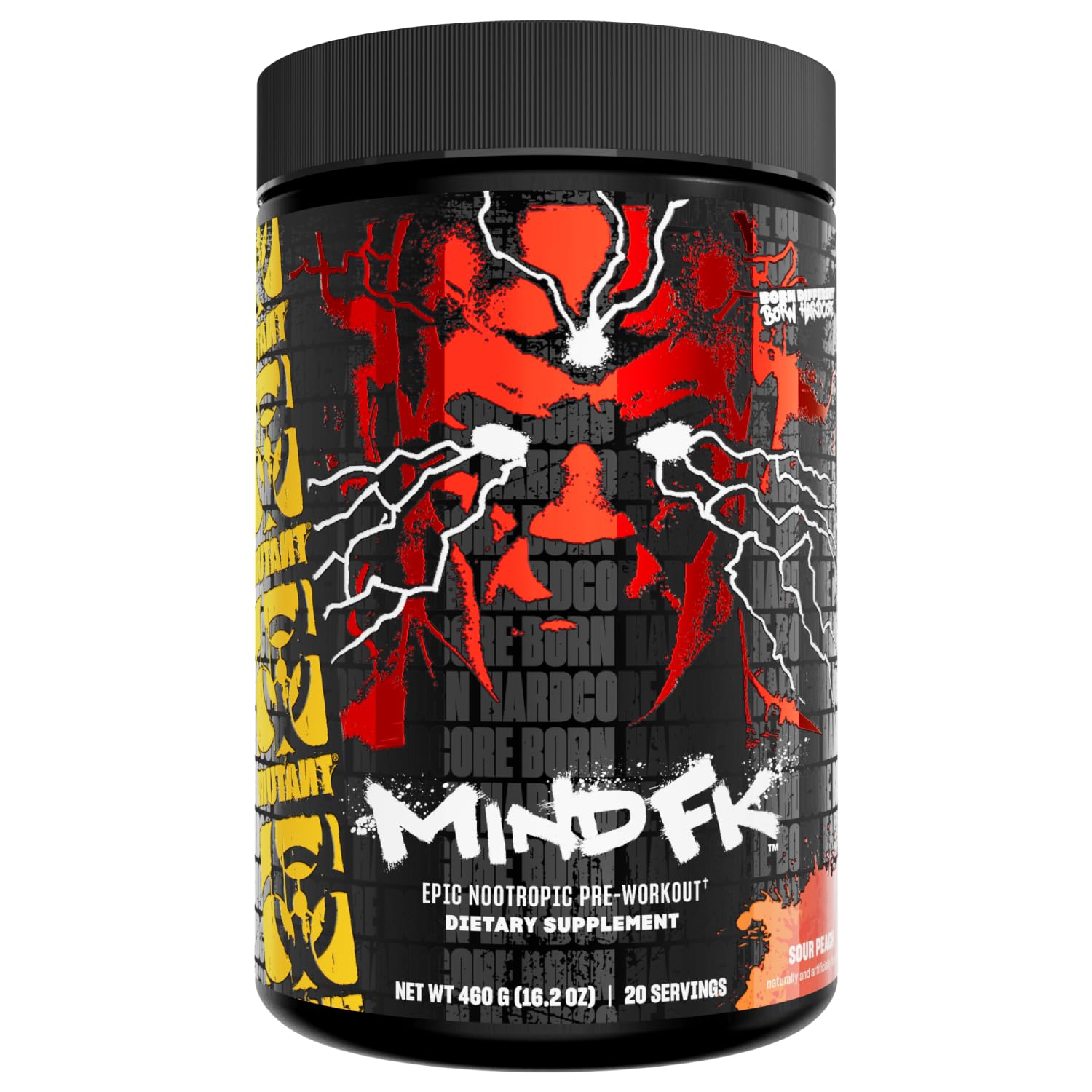 Mutant Mind FK – bouteille Péche acidulée prête pour la concentration pré-entraînement.