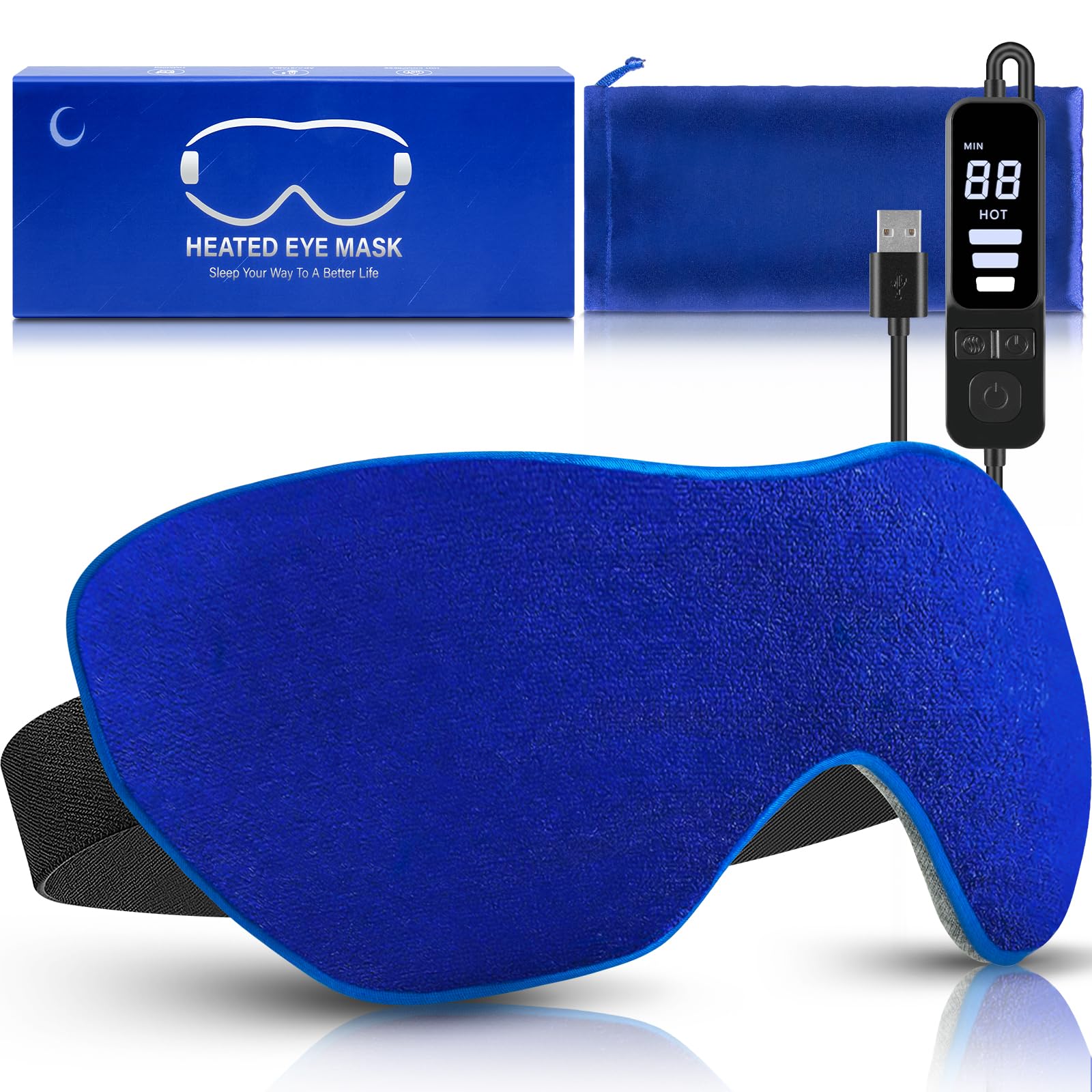 Mutilplx Masque Yeux Chaud, rembourrage coton, chaleur apaisante pour fatigue oculaire.