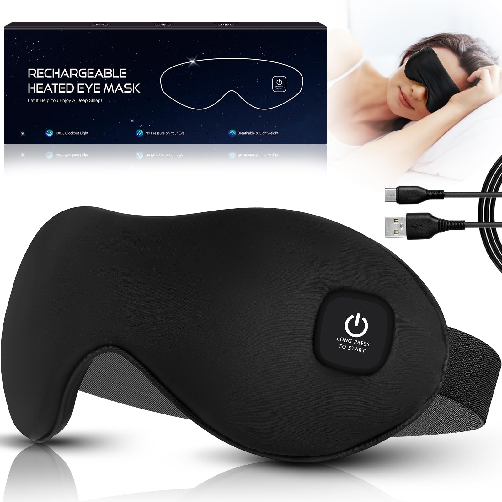 Masque Mutilplx yeux chauds sans fil procure une détente rapide.