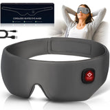 Masque yeux chauffant sans fil Mutilplx en soie gris, confort nocturne.