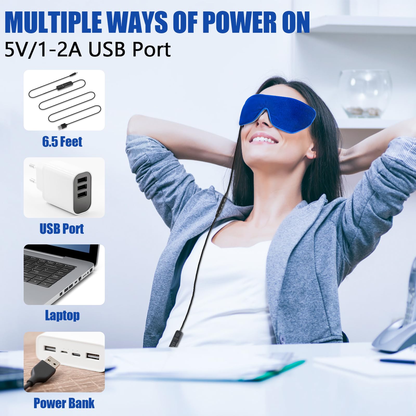 Mutilplx Masque Yeux Design 3D Ergonomique, enveloppe les yeux sans pression.