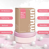 Muun Yoni Savon Bar Pack Rose – gros plan sur la rose et le parfum apaisant.