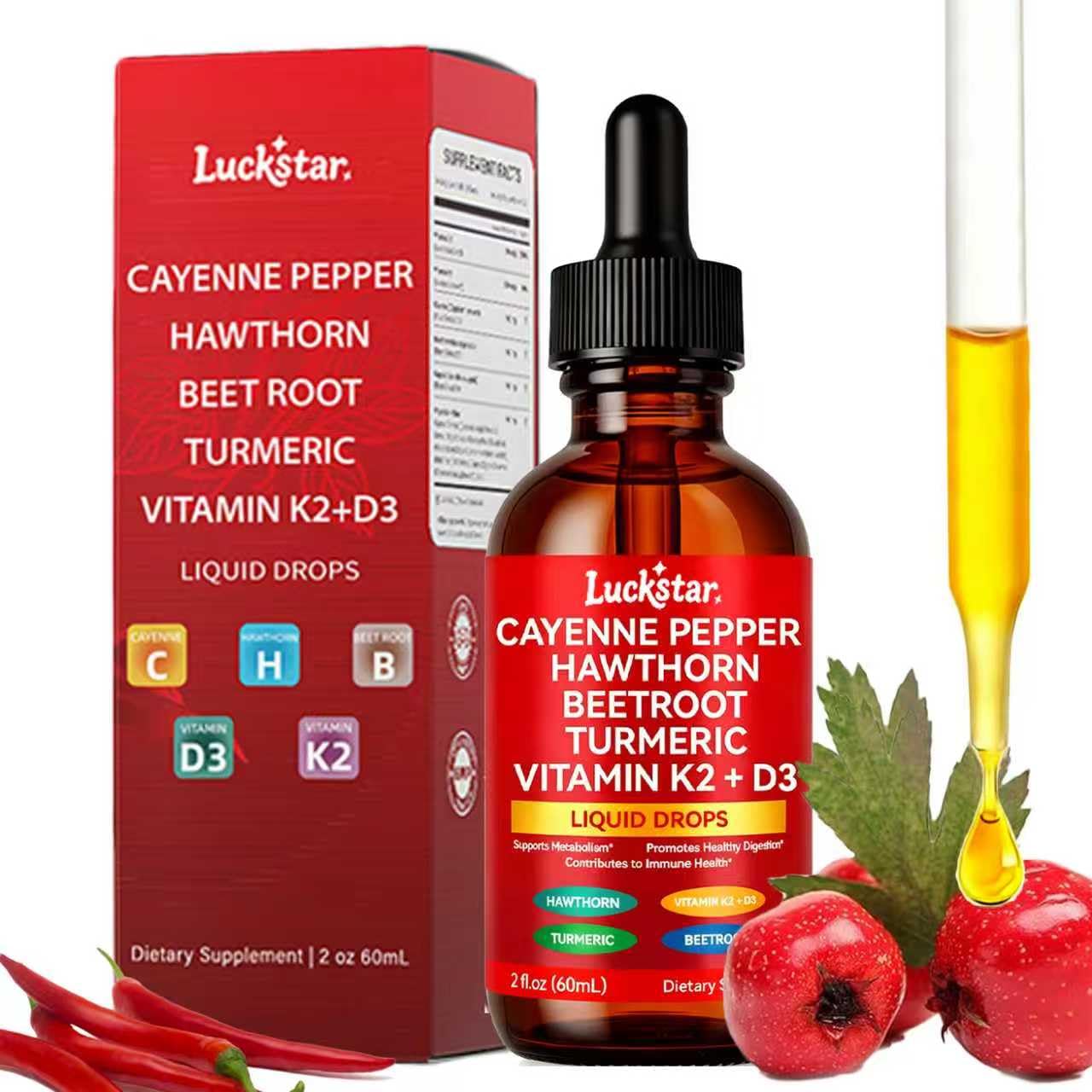 Gouttes Muyfguo Cayenne en bouteille, usage quotidien pour énergie et circulation.