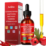 Gouttes Muyfguo Cayenne en bouteille, usage quotidien pour énergie et circulation.