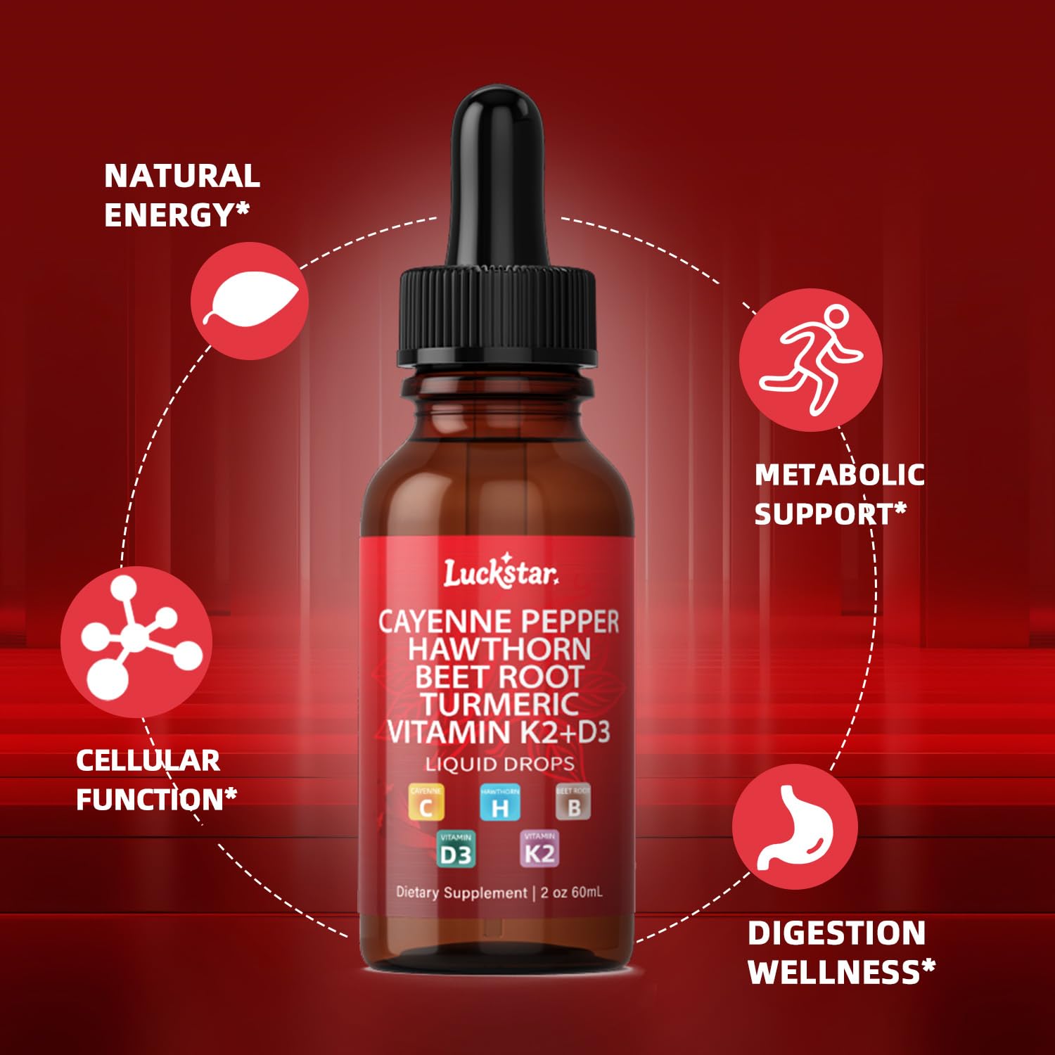 Doseur de gouttes Muyfguo Cayenne, dosage pratique pour démarrer la journée.