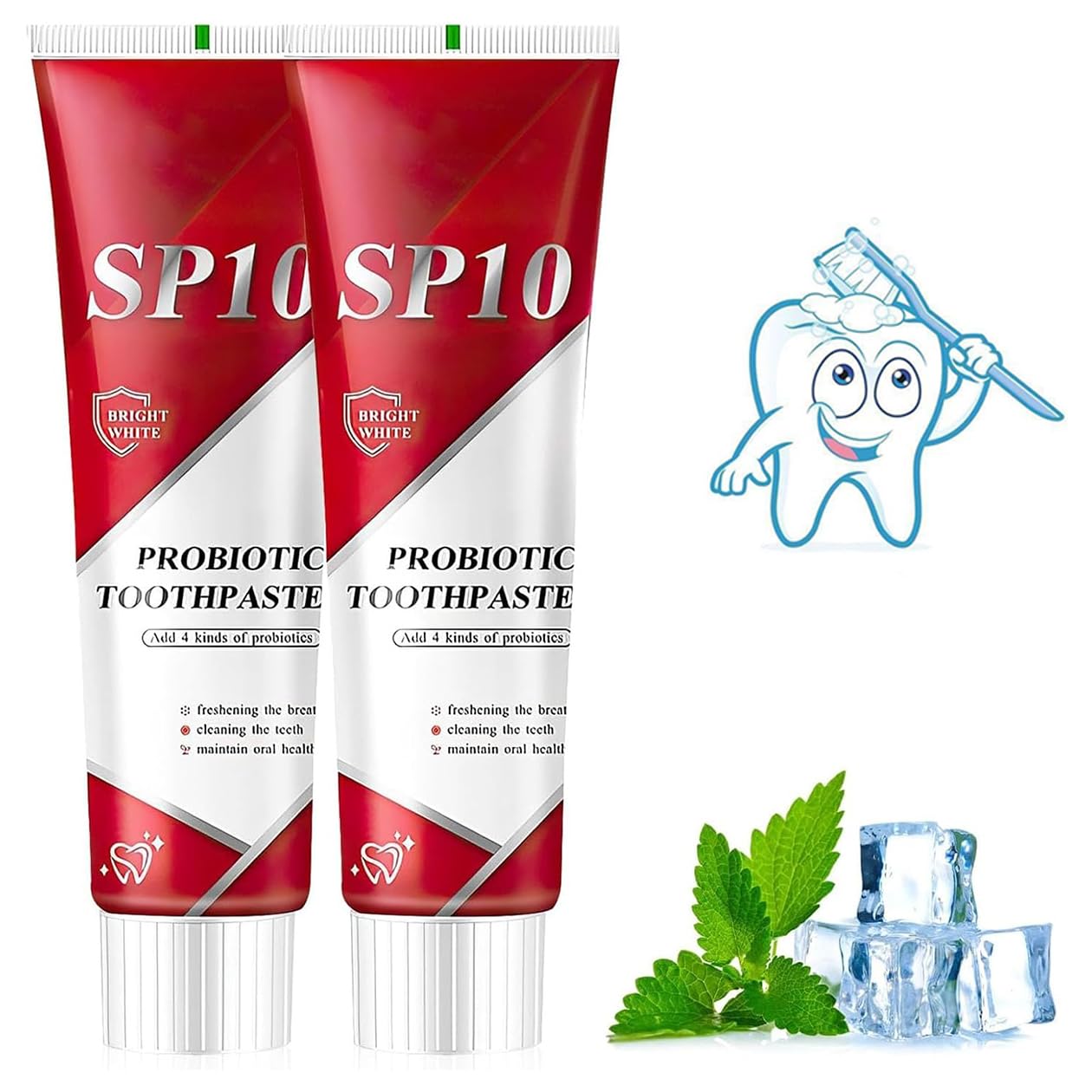 Mvsdiscv SP10 Probiotique dentifrice paquet, nettoyage en profondeur et blancheur naturelle.
