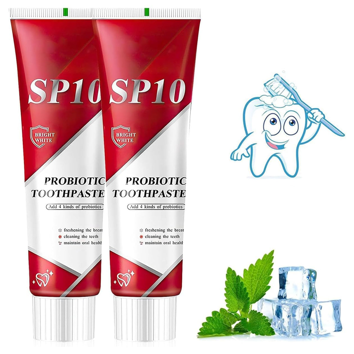 Mvsdiscv SP10 Probiotique dentifrice paquet, nettoyage en profondeur et blancheur naturelle.