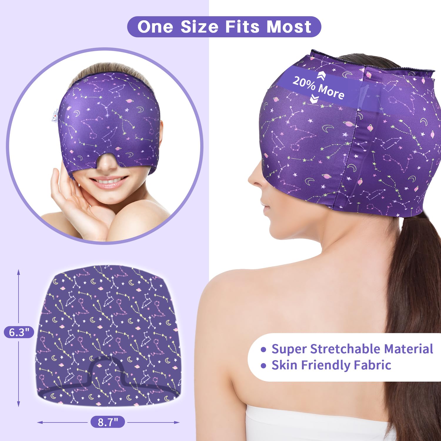 my novel things Migraine Relief Cap: refroidissement et chaleur pour soulagement potentiel.