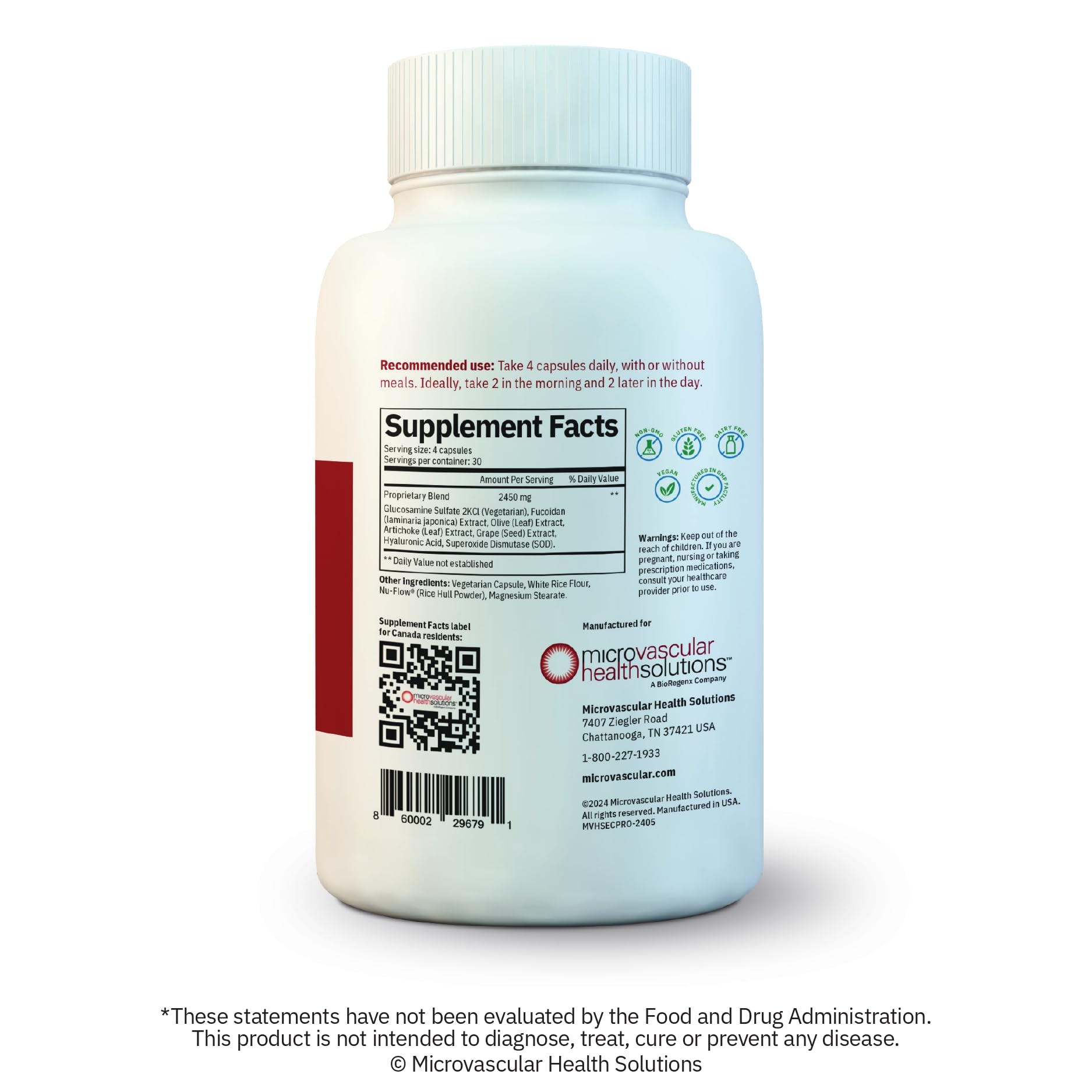 MYBODYRX Endocalyx Pro: rendu rapproché des composants brevetés.