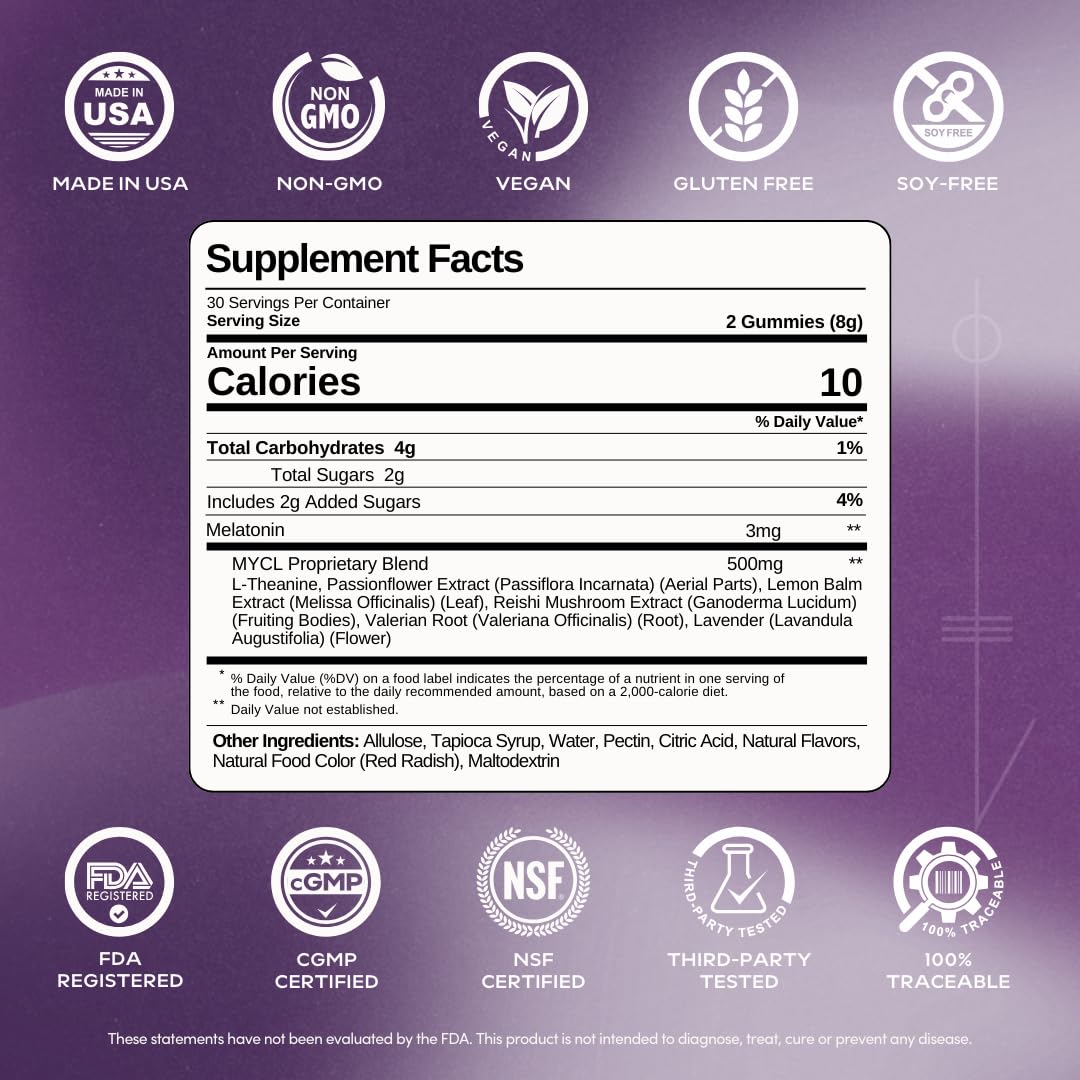 MYCL Dream Mushroom Gummies - table-nocturne: présentées près du lit pour le rituel du coucher.