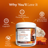 Gommes MYCL Limitless offrant énergie durable sans pic.