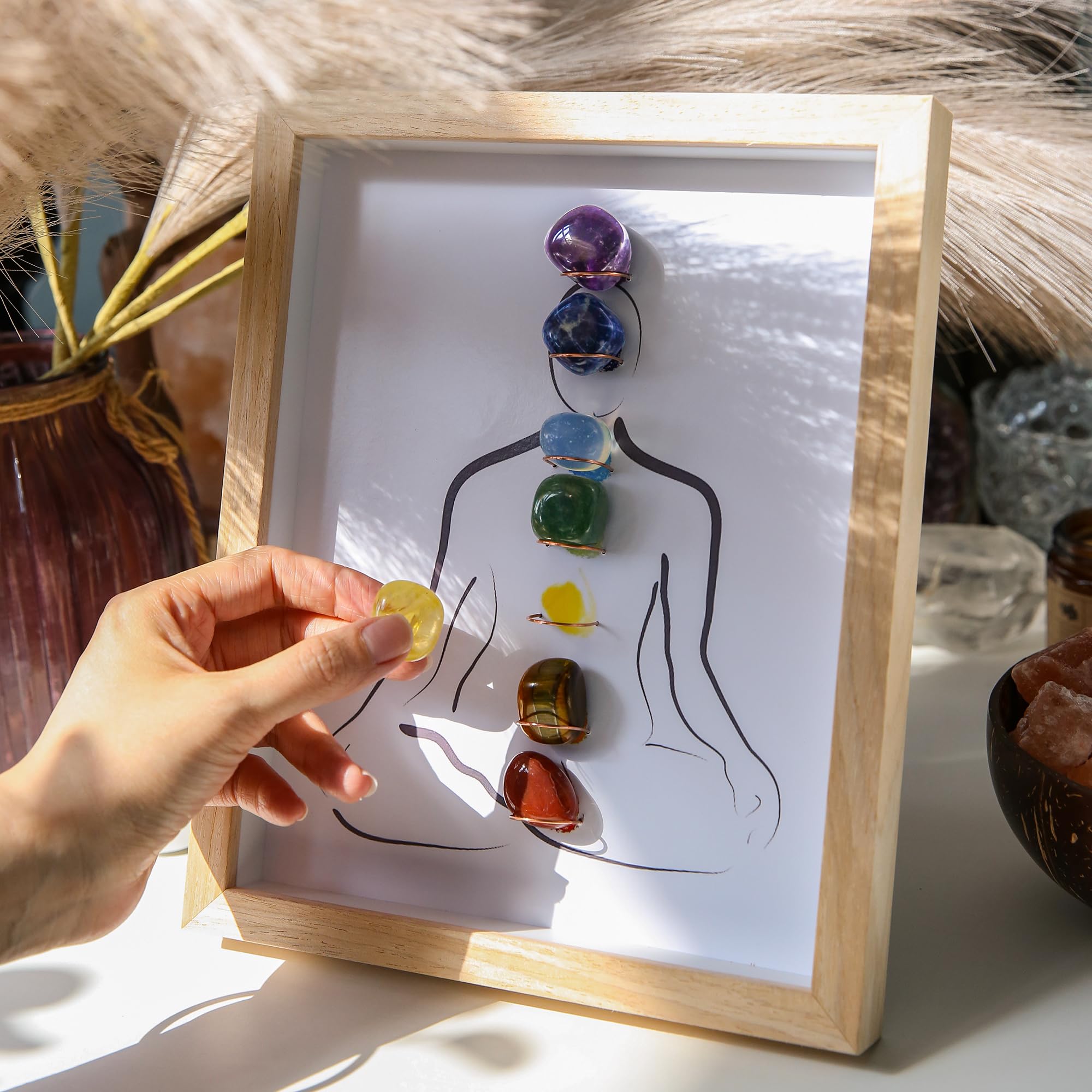 MYDAYS&DESIGN cadre 7 chakras avec cristaux, décoration zen pour bureau ou salon
