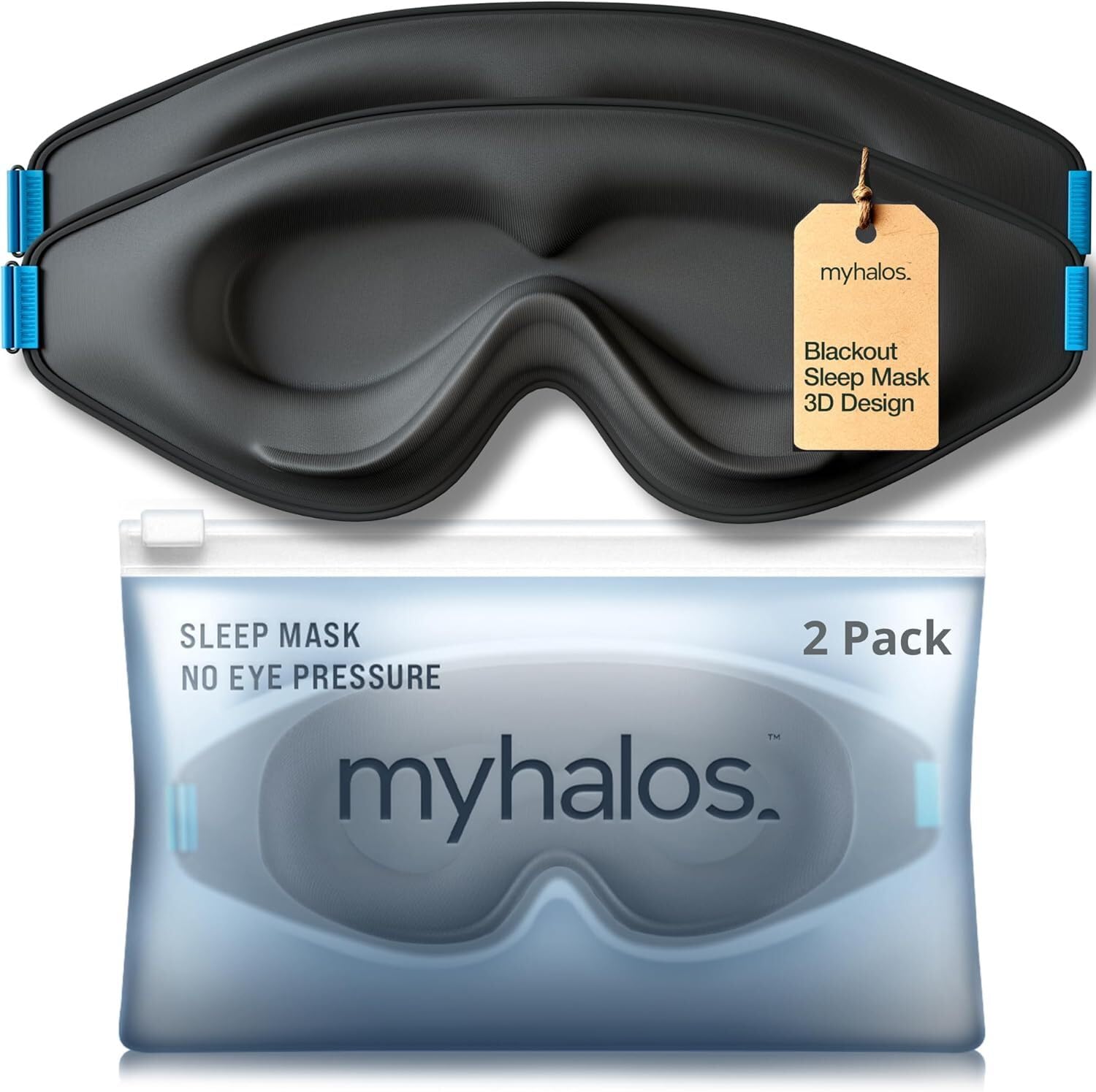 Masque MyHalos offrant un blocage lumineux total pour des nuits calmes.