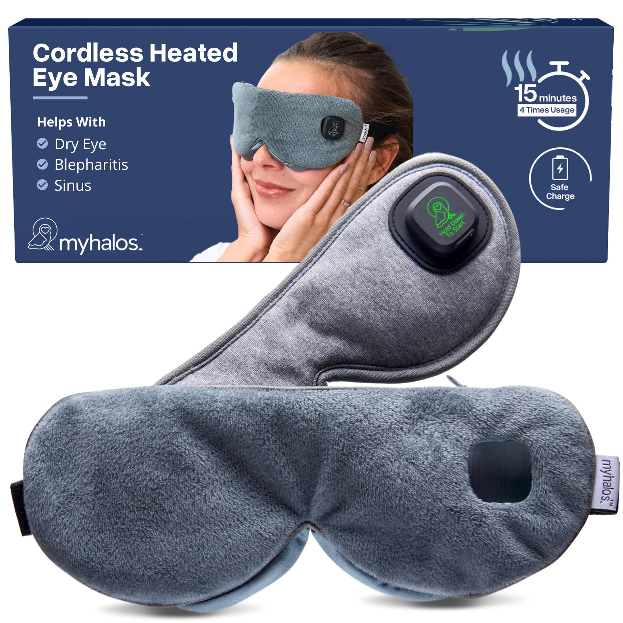 MyHalos masque-yeux-chauffant sans-fil pour confort apaisant des yeux secs