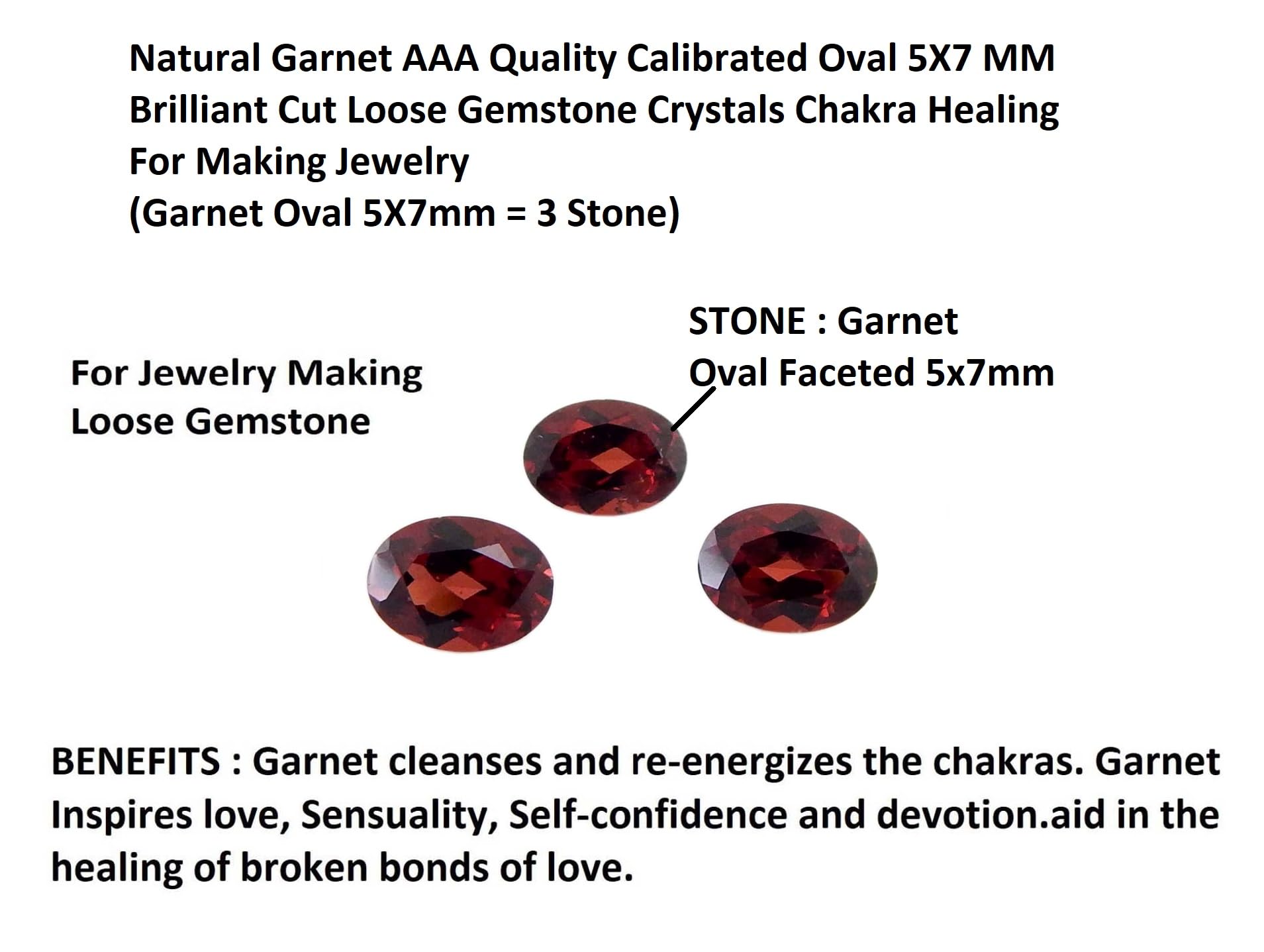 Myhealingworld Garnet oval 5x7mm, variation vive pour accents gemmés.
