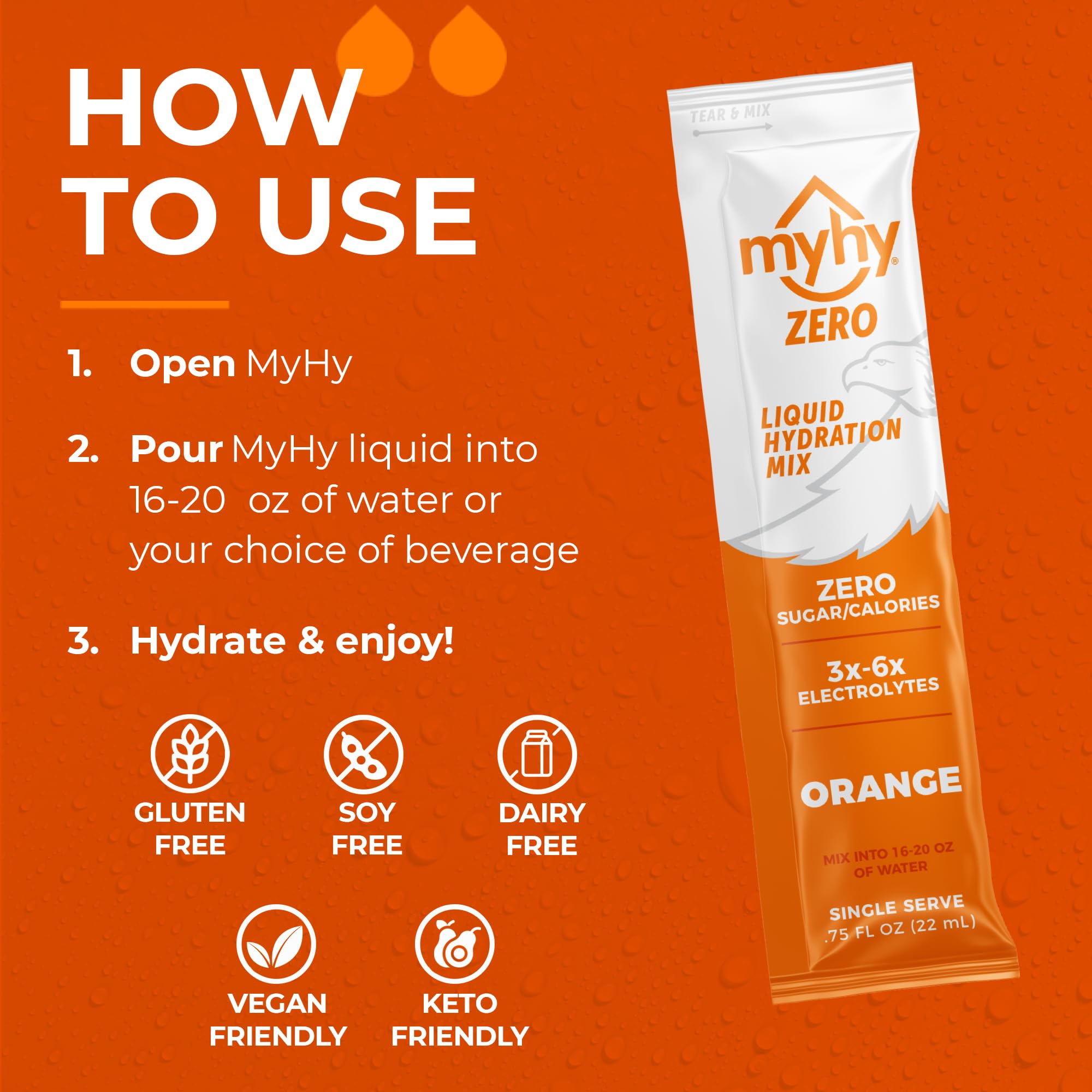 MyHy ZERO Orange, préparation rapide d’eau pour sport et entraînement
