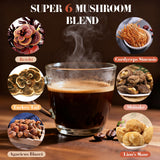 MYKAF Café champignons 6 en 1 apporte énergie continue grâce cordyceps et crinière-de-lion.