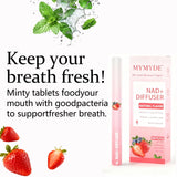 MYMYDE diffuseur à base de plantes fraise menthe sur le bureau, favorisant le calme pendant le travail.