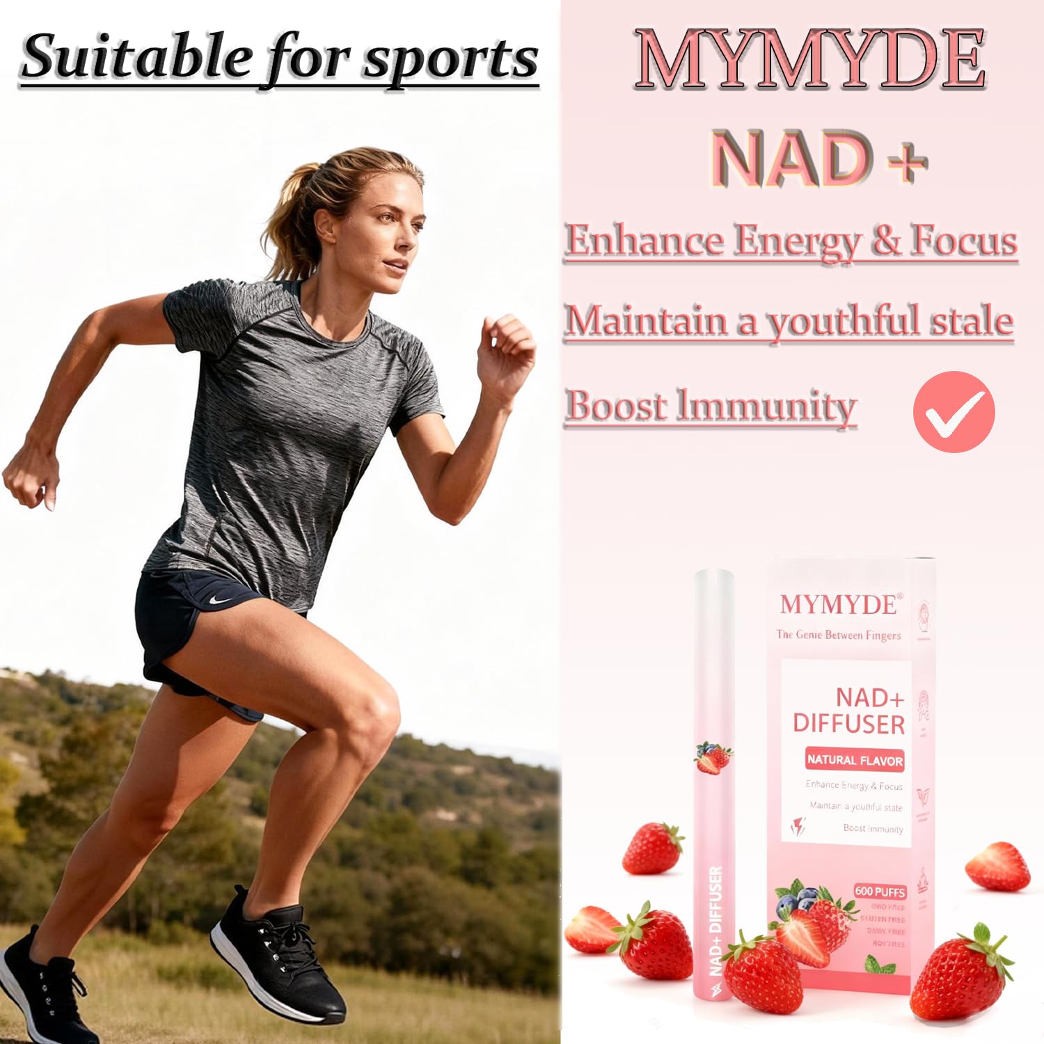 MYMYDE diffuseur à base de plantes fraise menthe en déplacement, idéal pendant les trajets.