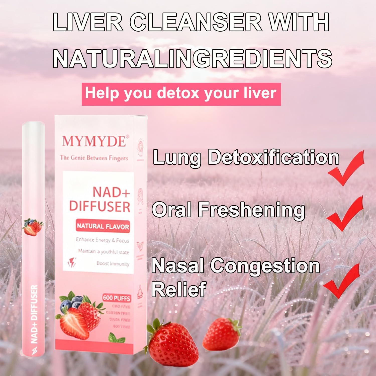 MYMYDE diffuseur à base de plantes fraise menthe pour la nuit, ambiance apaisante.