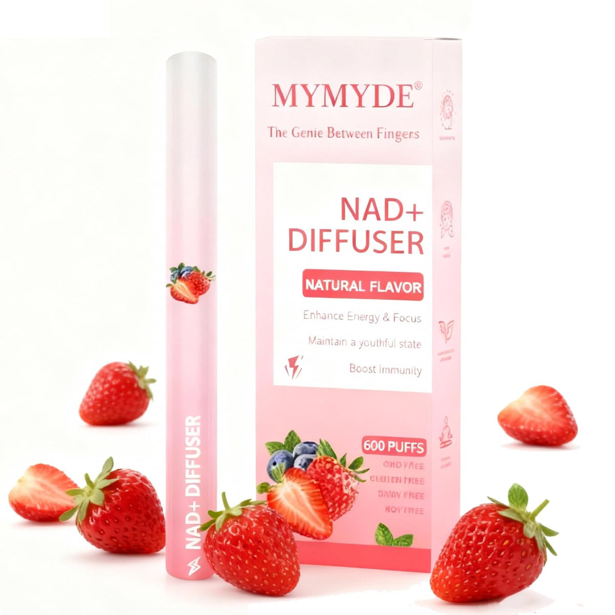 MYMYDE Stylo diffuseur à base de plantes fraise menthe, diffusion portable pour une détente rapide en déplacement.
