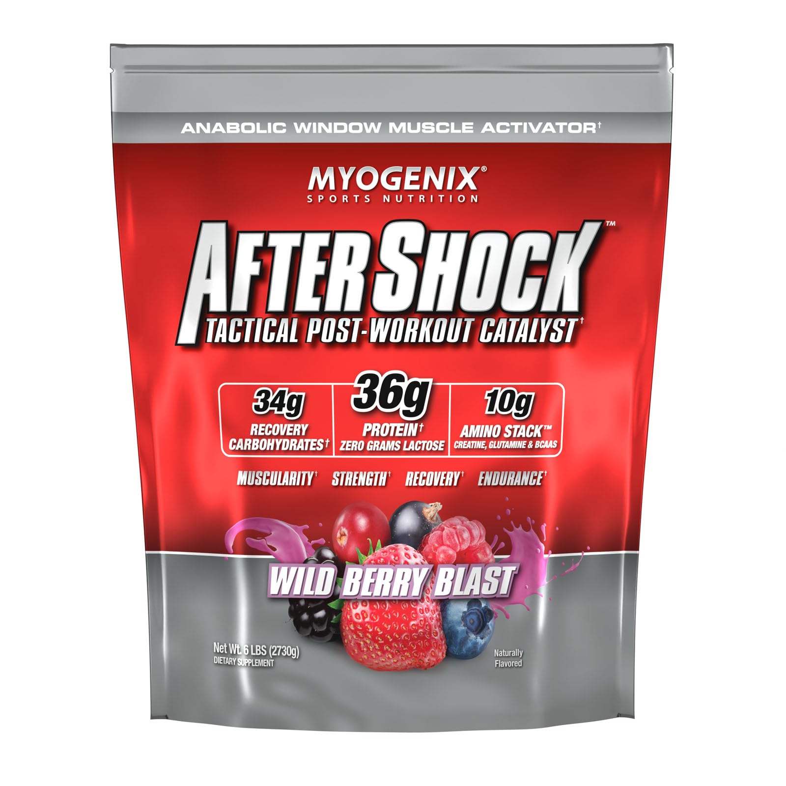 Myogenix Aftershock bouteille Wildberry, récupération facilitée après l’entraînement.