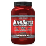 Pot Myogenix Aftershock au goût chocolat au lait, parfait pour la récupération après l'entraînement.