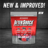 Shake Myogenix Aftershock dans un verre, goût Wildberry agréable.