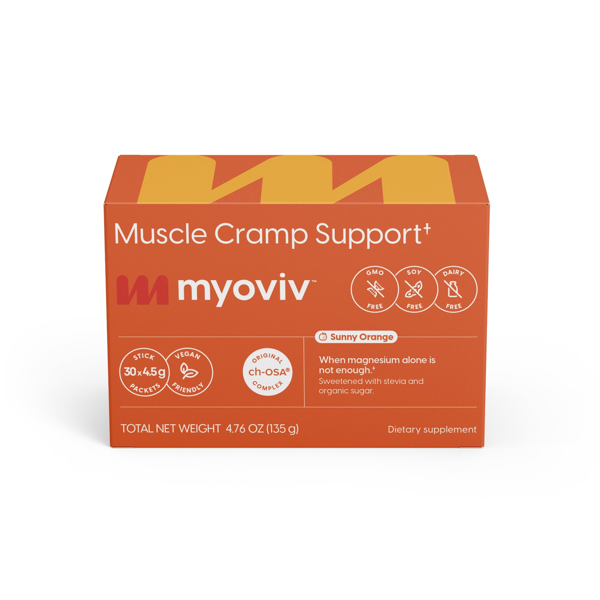 MYOVIV sachet orange prêt à se dissoudre pour soulager les crampes