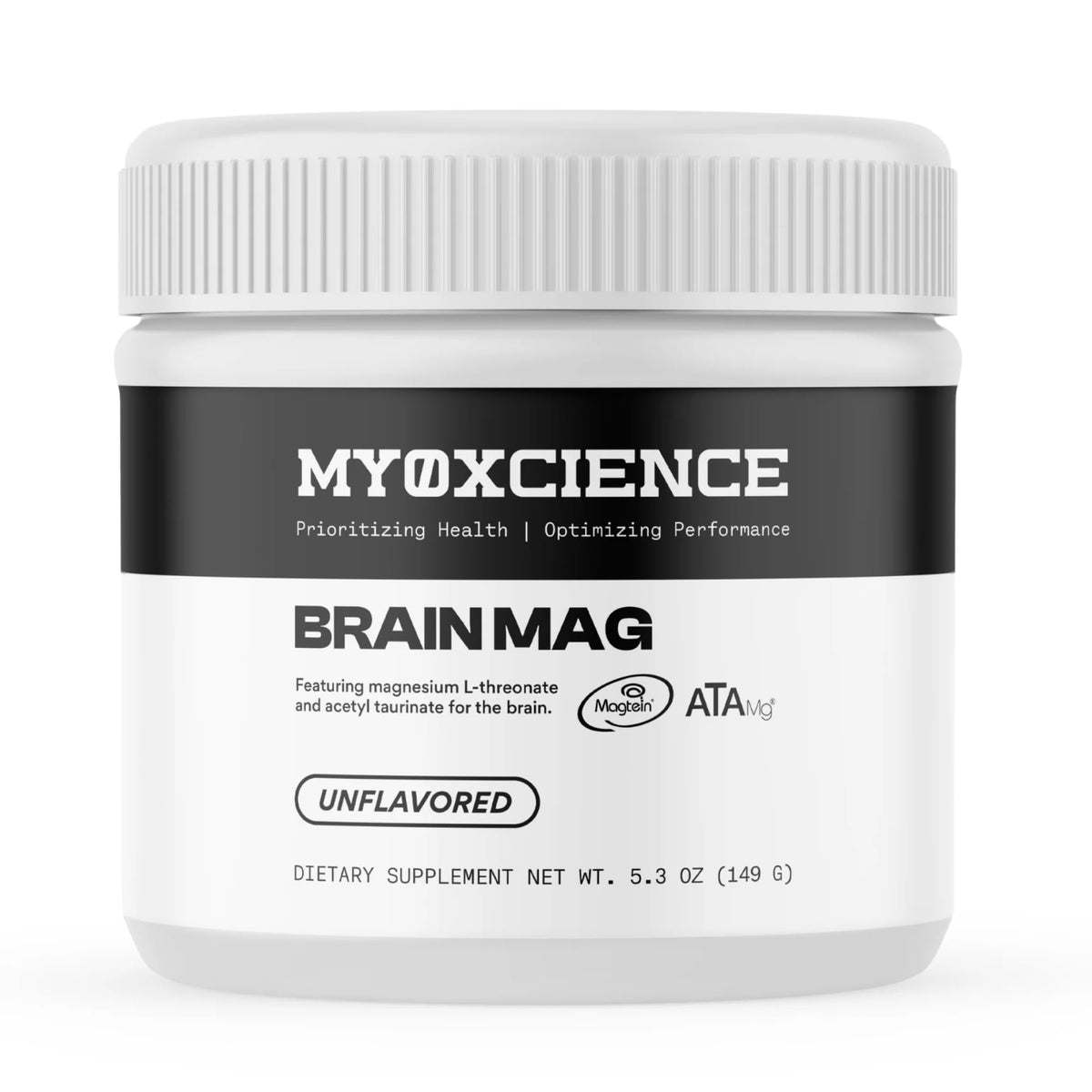 MYOXCIENCE Brain Mag, bottle et étiquette visibles, pratique quotidienne pour soutenir la concentration.