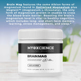 MYOXCIENCE Brain Mag Magtein et magnésium cérébral affichés pour le soutien cognitif.
