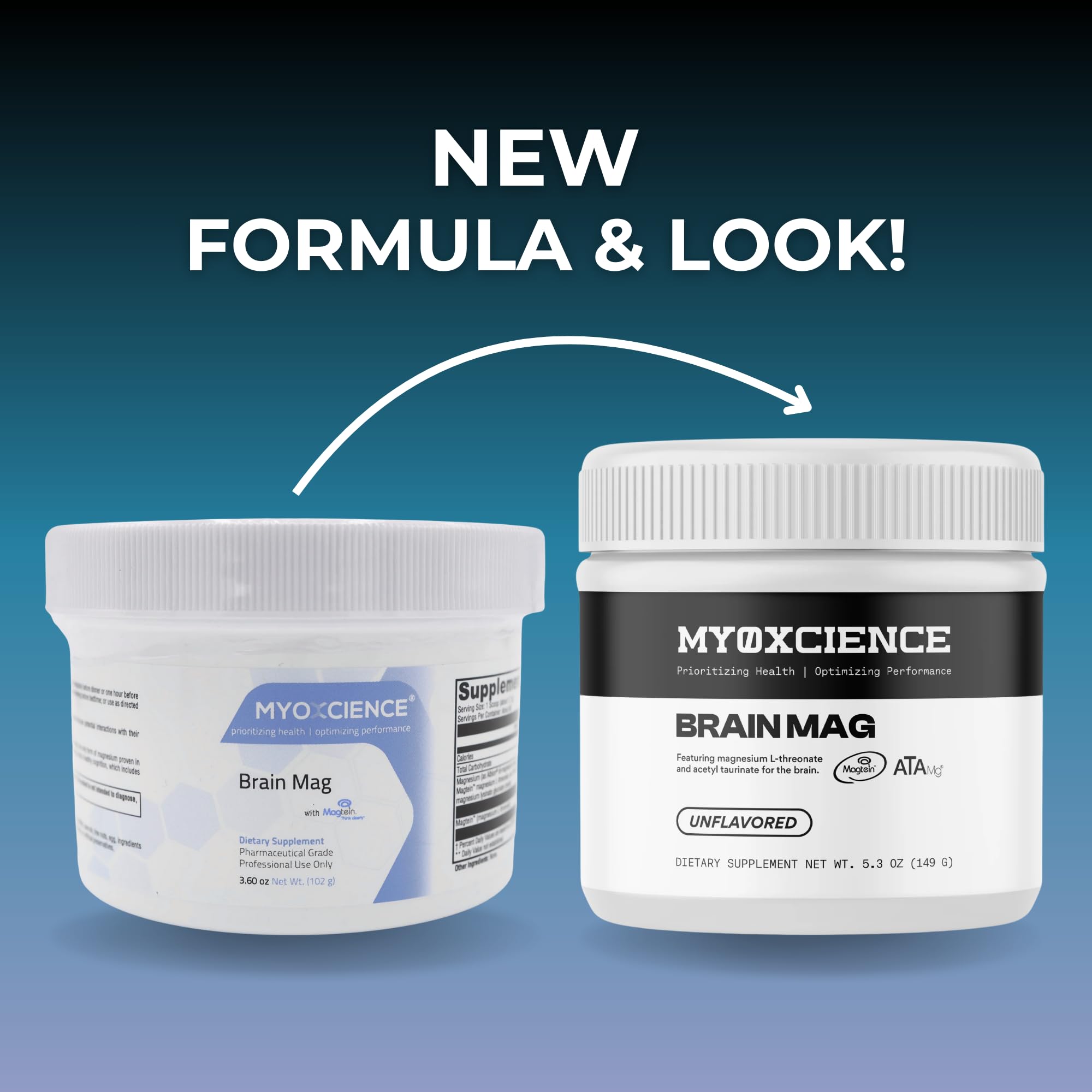 MYOXCIENCE Brain Mag poudre L-thréonate prête à se dissoudre dans l eau pour la clarté mentale.