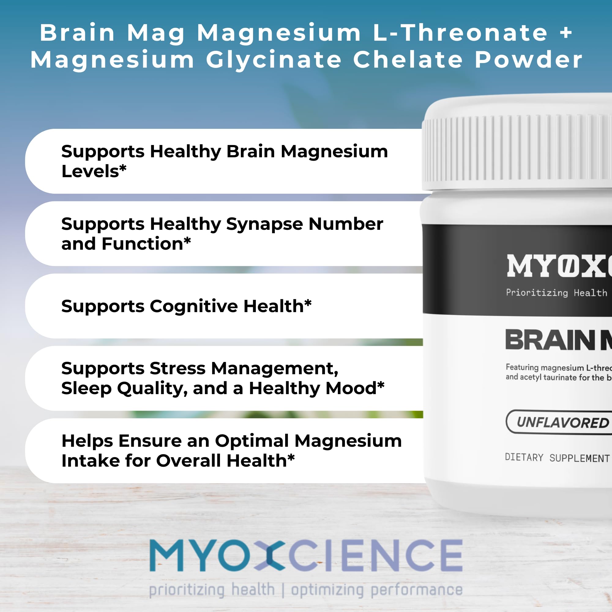 MYOXCIENCE Brain Mag sans gluten et sans allergènes pour divers régimes.