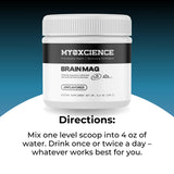 MYOXCIENCE Brain Mag verre d eau avec poudre prête à être mélangée dans la routine.